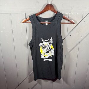Fast Babes Black Graphic Tank Top with Yellow and White Design